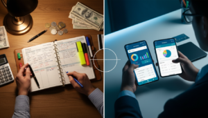 controle financeiro no papel vs aplicativo