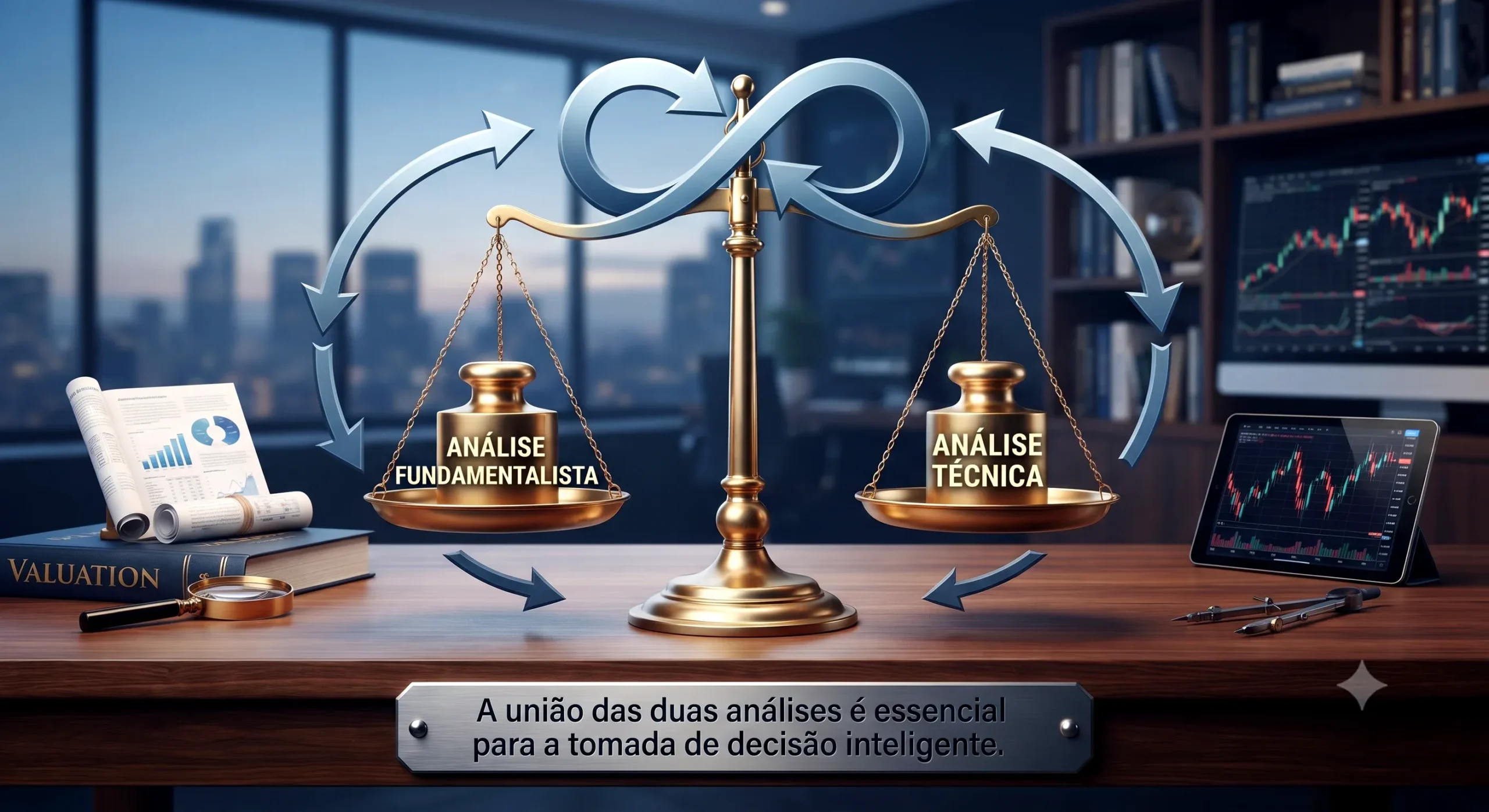 Uma balança equilibrada mostrando